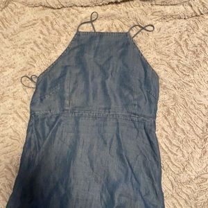 Corset back denim midi dress